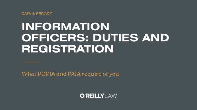 O'Reilly Law: Information officers: duties and registration